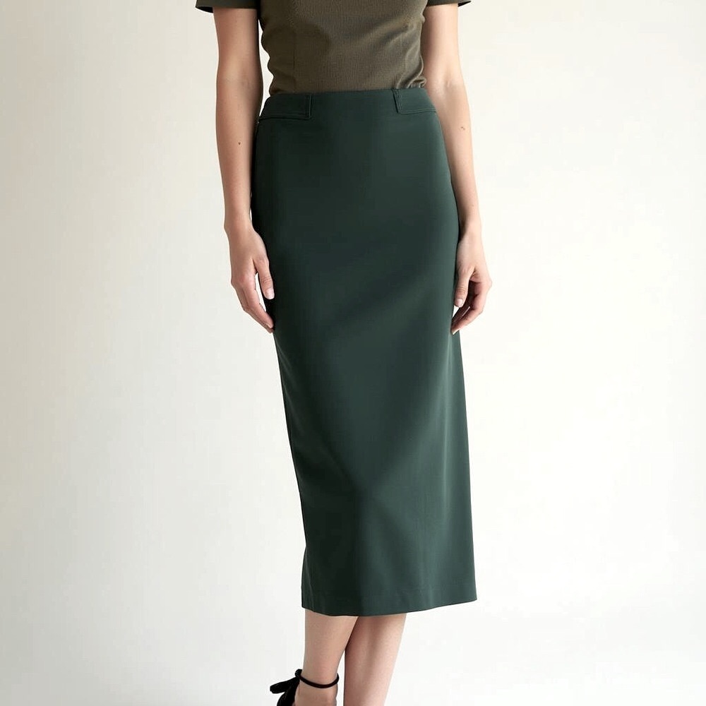 Uniqlo Stretch Double Face Knit Midi Pencil Skirt in Teal Size Small